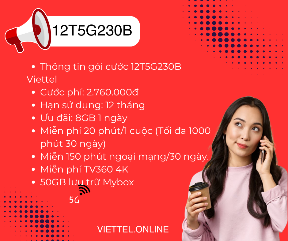 Gói cước 12T5G230B Viettel